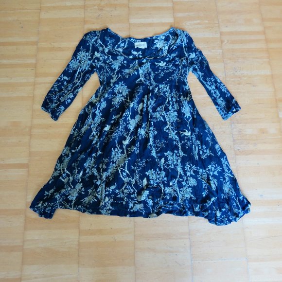 RALPH LAUREN blue floral bird tunic top mini dress XS 2/4 - Picture 1 of 3